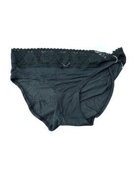 Soho Black Lace Trim Briefs Sz Medium Satin Bow Modal Spandex Intimate NWT